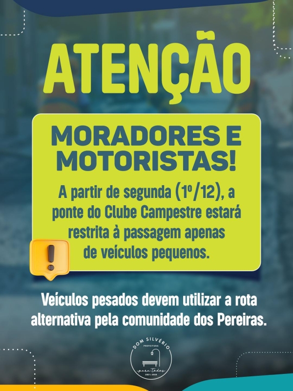 AVISO - PONTE DO CLUBE CAMPESTRE RESTRITA