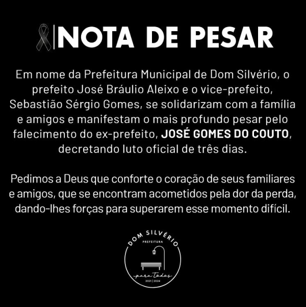 NOTA DE PESAR - José Gomes do Couto