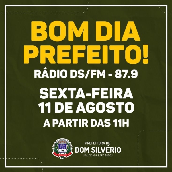 NESTA SEXTA-FEIRA (10/08) TEM &#039;FALA PREFEITO&#039; NA RÁDIO DS FM