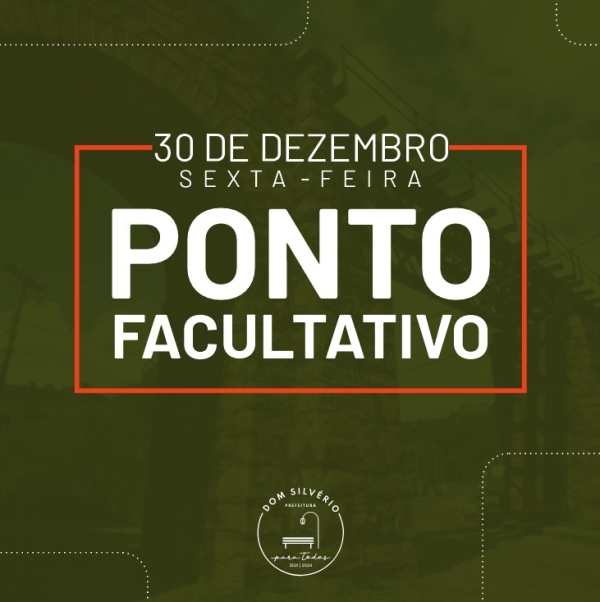 PONTO FACULTATIVO NESSA SEXTA-FEIRA (30/12)