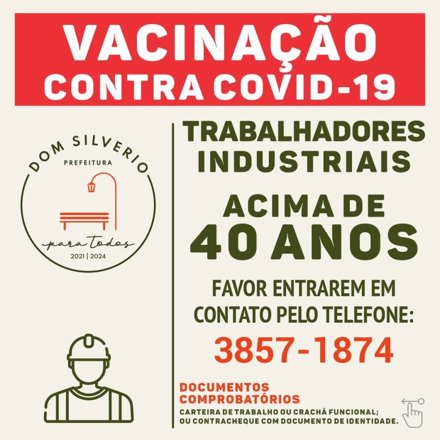 Agendamento Vacinação Covid-19 - Trabalhadores da Indústria  acima de 40 anos