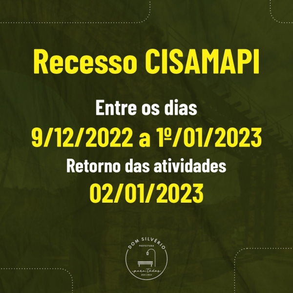 RECESSO DO CISAMAPI - AGENDAMENTO DE CONSULTAS E EXAMES RETORNA EM 02/02/2023