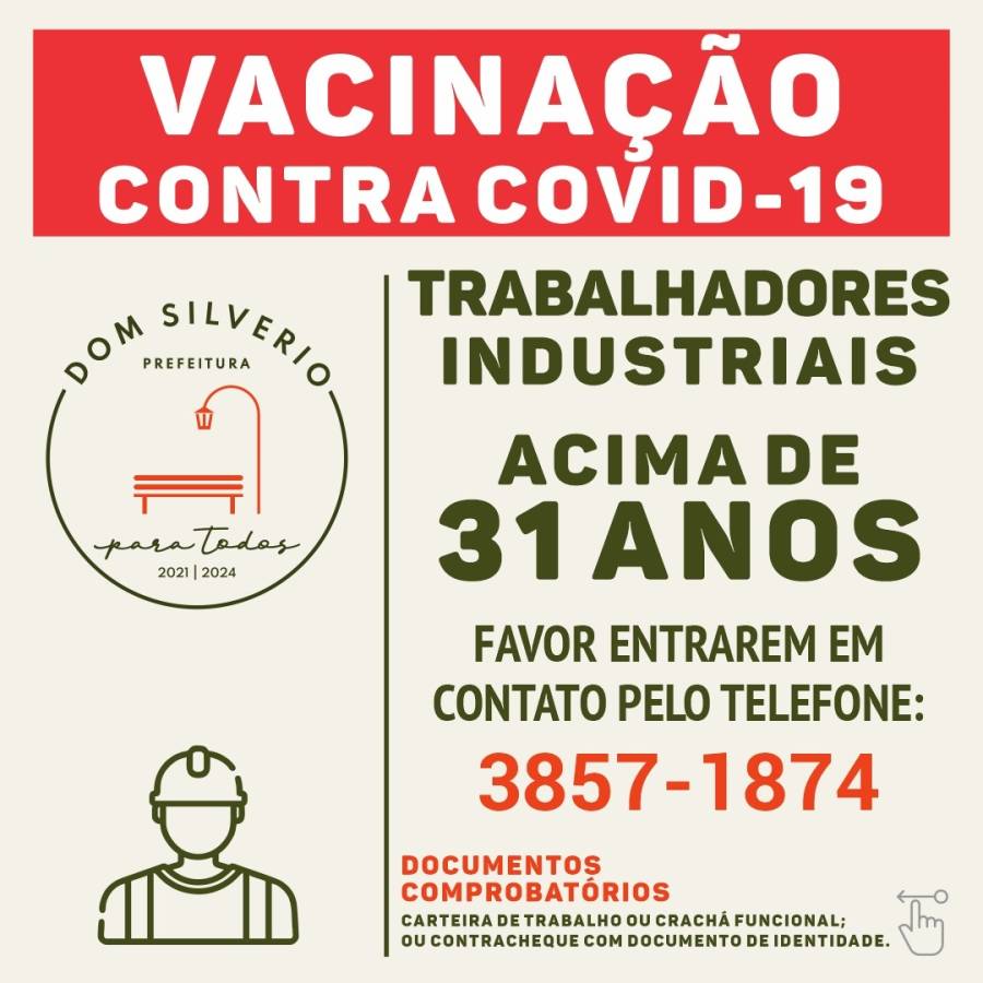 Agendamento vacinação Covid-19 - Trabalhadores da indústria acima de 31 anos