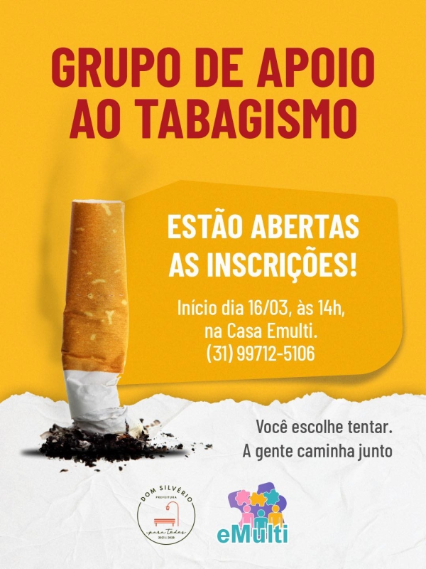 PREFEITURA DE DOM SILV&Eacute;RIO ABRE INSCRI&Ccedil;&Otilde;ES PARA GRUPO DE APOIO AO TABAGISMO