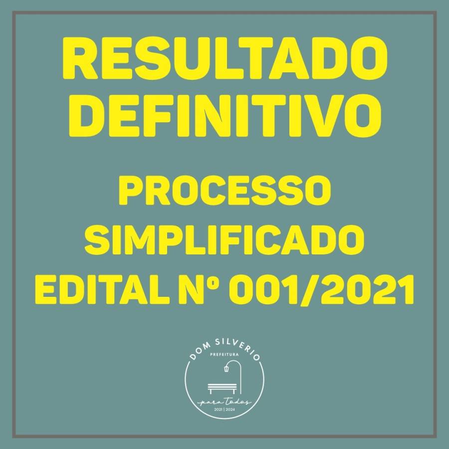Resultado Definitivo - Processo Simplificado - Edital nº 001/2021