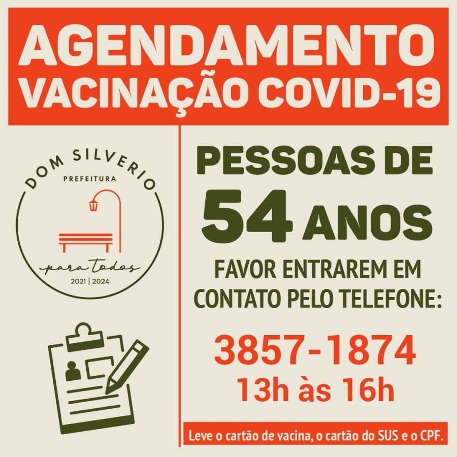 Agendamento vacinação Covid-19 - 54 anos