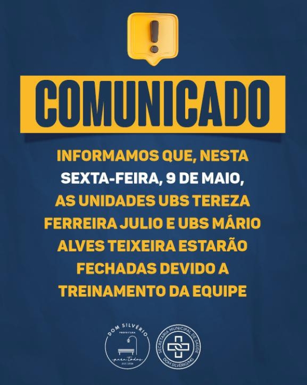 UNIDADES DE SAÚDE NÃO FUNCIONARÃO NESTA SEXTA-FEIRA (09/05)