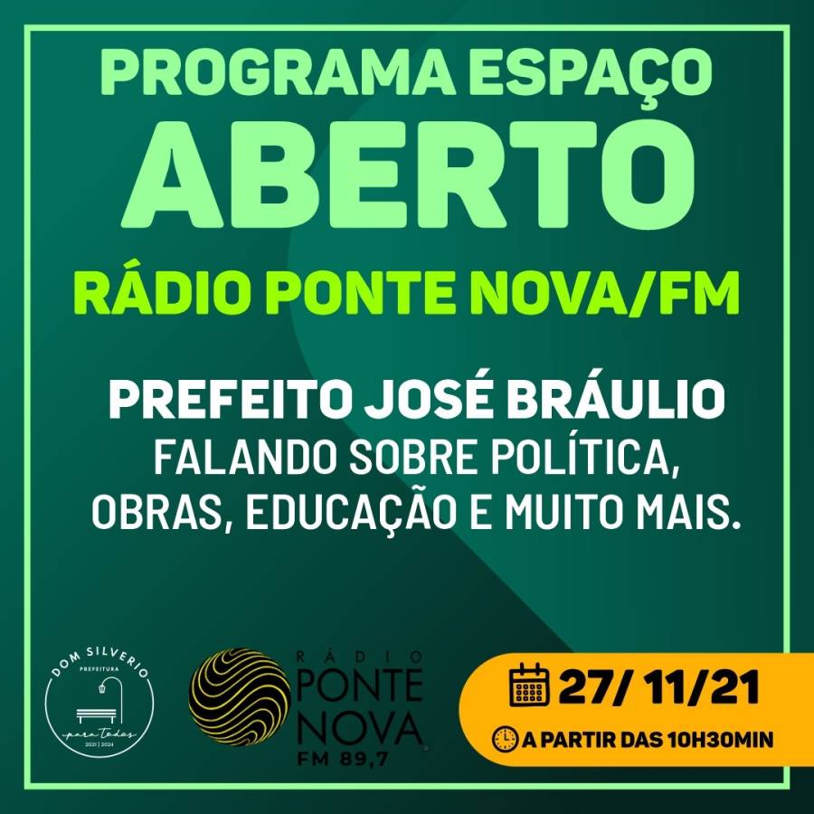 Programa Espaço Aberto - 27/11 - Rádio Ponte Nova FM - 89,7