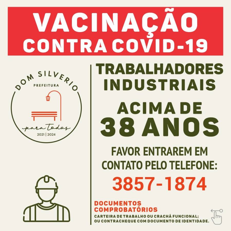 Agendamento vacinação Covid-19 - Trabalhadores da indústria acime de 38 anos